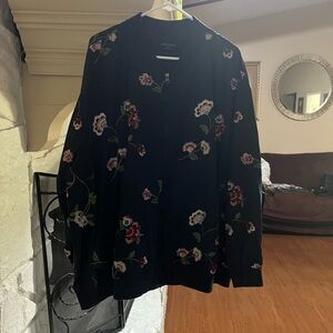 Lane Bryant Navy Bomber Jacket with Floral Design